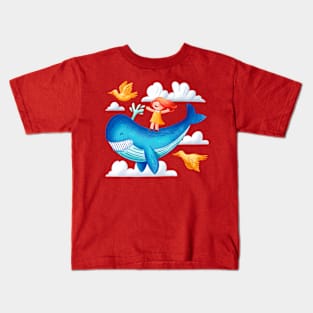 Children Whale Flying Kids T-Shirt